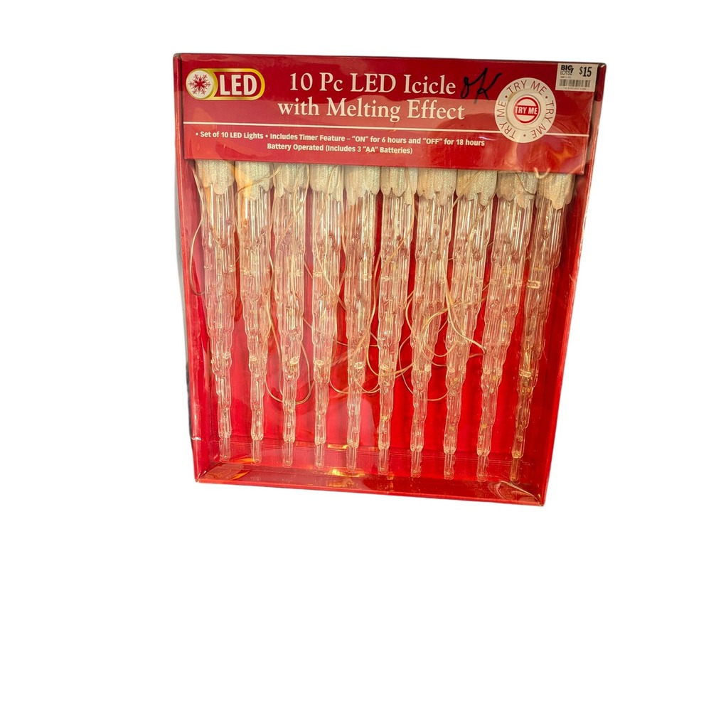 10 Pc LED Icicle Lights Melting Effect Timer Feature ITEM3202-15763